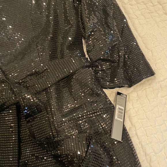 Tahari black sequin jacket size large new w tags new in bag - Picture 4 of 8